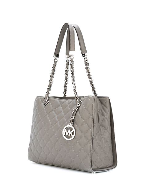 michael kors grey quilted purse|Michael Kors signature tote gray.